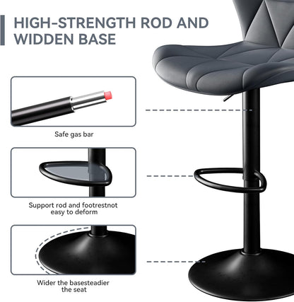 Faux Leather Bar Stools, Swivel with Backrest & Footrest, Kitchen Island