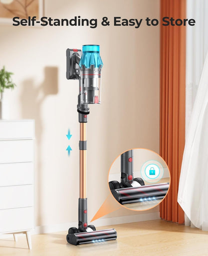 Fieety 550W Cordless Stick Vacuum Cleaner – 45,000Pa Suction, 60-Min Runtime, Touch Display & Charging Dock