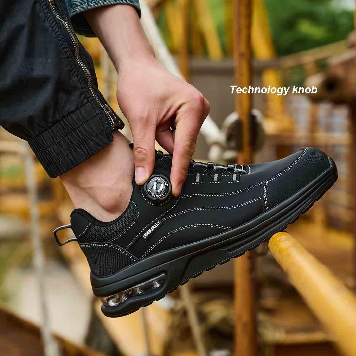 Steel Toe Protection Shoes, Knob Laces Work Safety Shoes, Anti-Smash and Anti-Puncture Labour Insurance Shoes, Anti-slip Adventure Sneakers