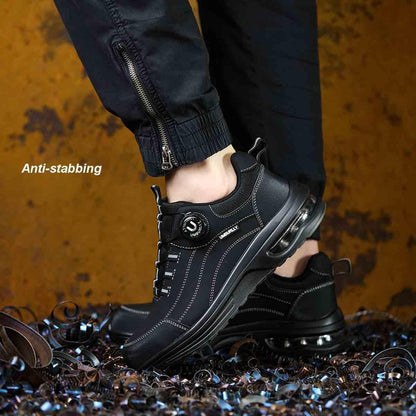 Steel Toe Protection Shoes, Knob Laces Work Safety Shoes, Anti-Smash and Anti-Puncture Labour Insurance Shoes, Anti-slip Adventure Sneakers
