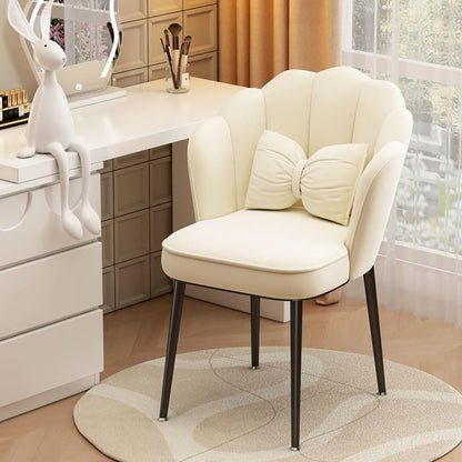Velvet Vanity Chair Accent Armchair Flower Back Black Legs Makeup Room Pillow
