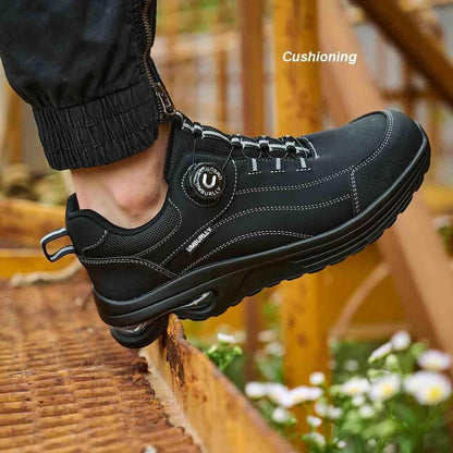 Steel Toe Protection Shoes, Knob Laces Work Safety Shoes, Anti-Smash and Anti-Puncture Labour Insurance Shoes, Anti-slip Adventure Sneakers