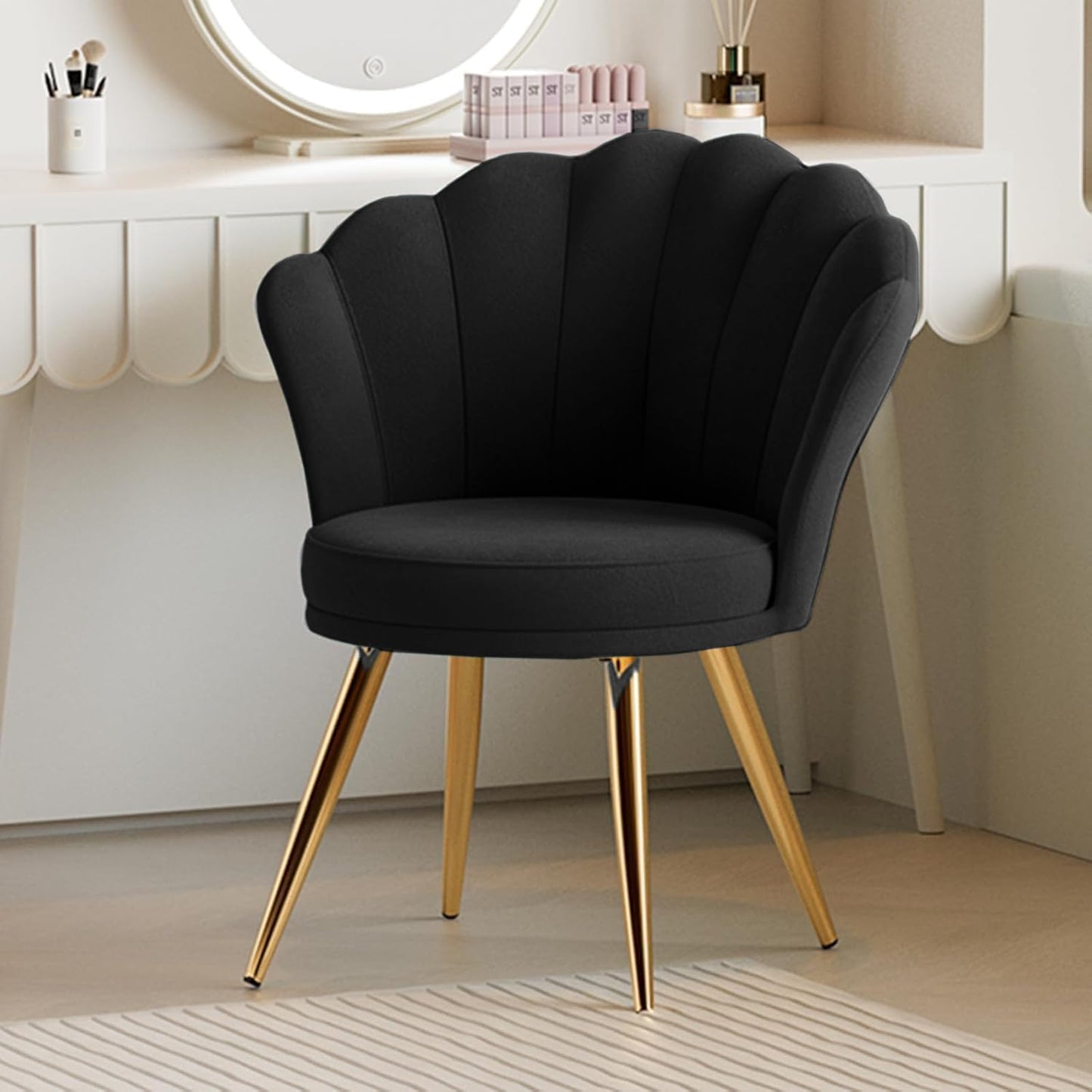 Velvet Accent Chair with Gold Metal Legs