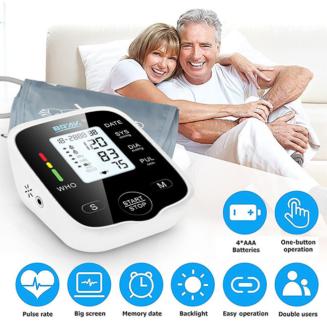 Upper Arm Electronic Blood Pressure Monitor BP-203 | Automatic Digital BP Machine with Large Display