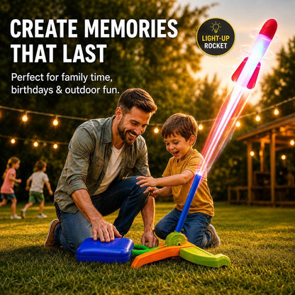 TODARRUN Foot Powered Rocket Launcher Toy for Kids - Outdoor Foam Rocket Set
