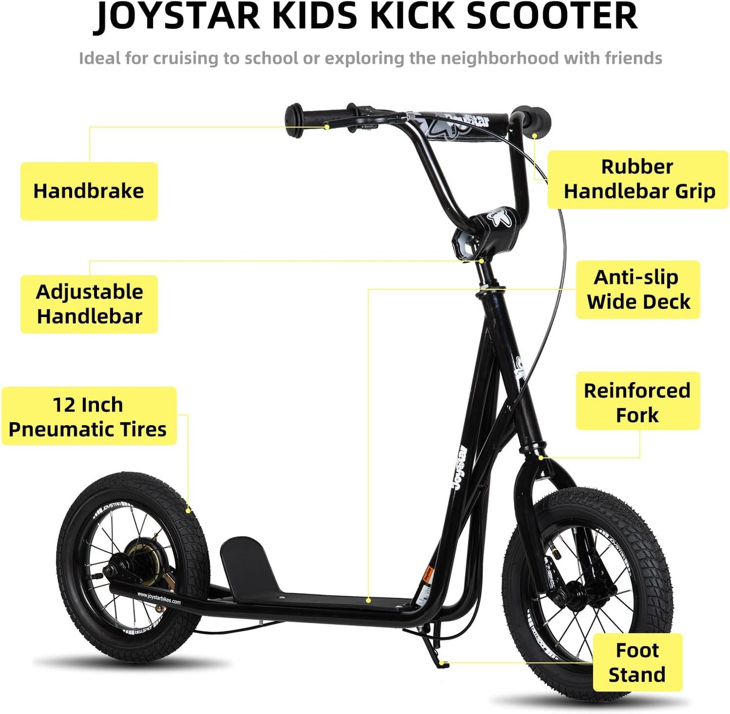 Kids Scooter with 16" Rubber Front Wheel - Dark Green