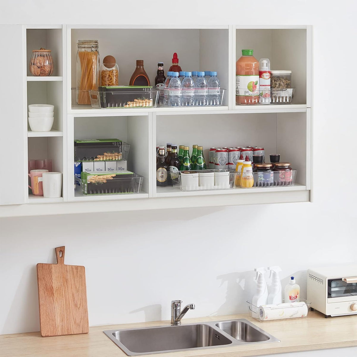 Lifewit 8pcs Refrigerator Organizer Bins, Clear Organizing Bins for Fridge Storage in Kitchen Pantry Cabinet Laundryroom Bathroom, Food Grade BPA-free Safety for Storage with Patended Wavy Design