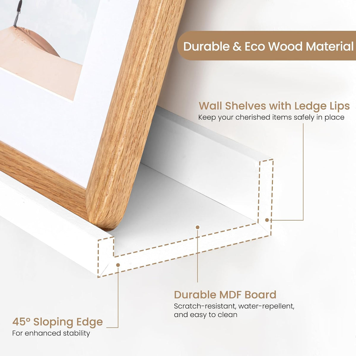 Floating Shelves Set of 2, 90cm Long Picture Ledge Shelf, Nursery Shelves with Lip for Storage, Kids Bookshelf Wood Wall Mounted Black Shelves for Living Room Bedroom Decor Books Photo Frames