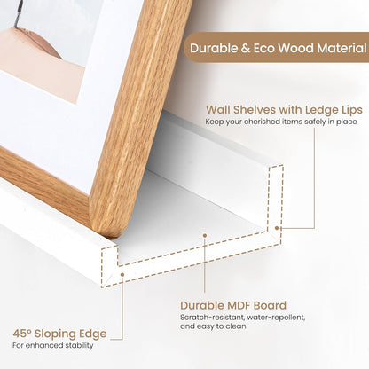 Floating Shelves Set of 2, 90cm Long Picture Ledge Shelf, Nursery Shelves with Lip for Storage, Kids Bookshelf Wood Wall Mounted Black Shelves for Living Room Bedroom Decor Books Photo Frames