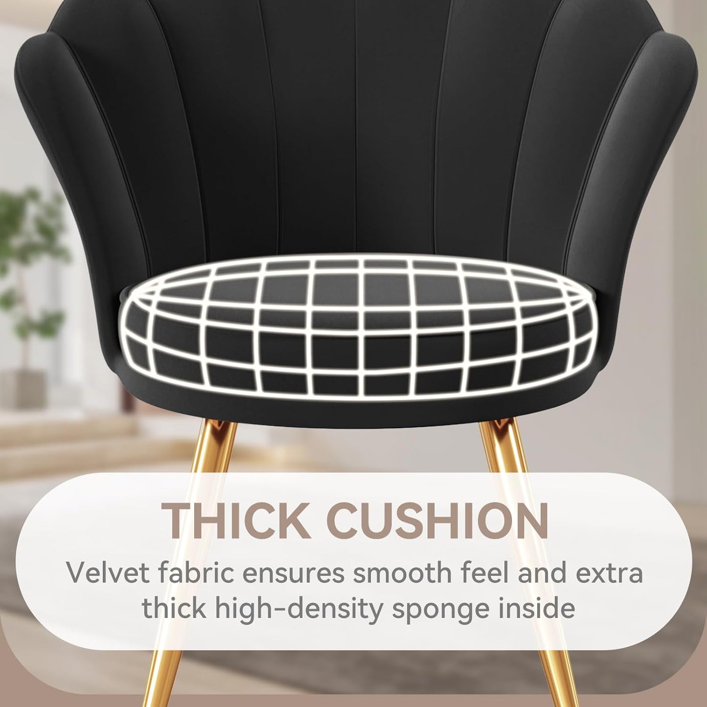 Velvet Accent Chair with Gold Metal Legs
