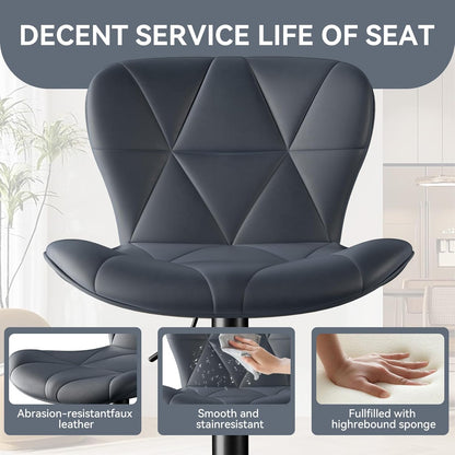 Faux Leather Bar Stools, Swivel with Backrest & Footrest, Kitchen Island