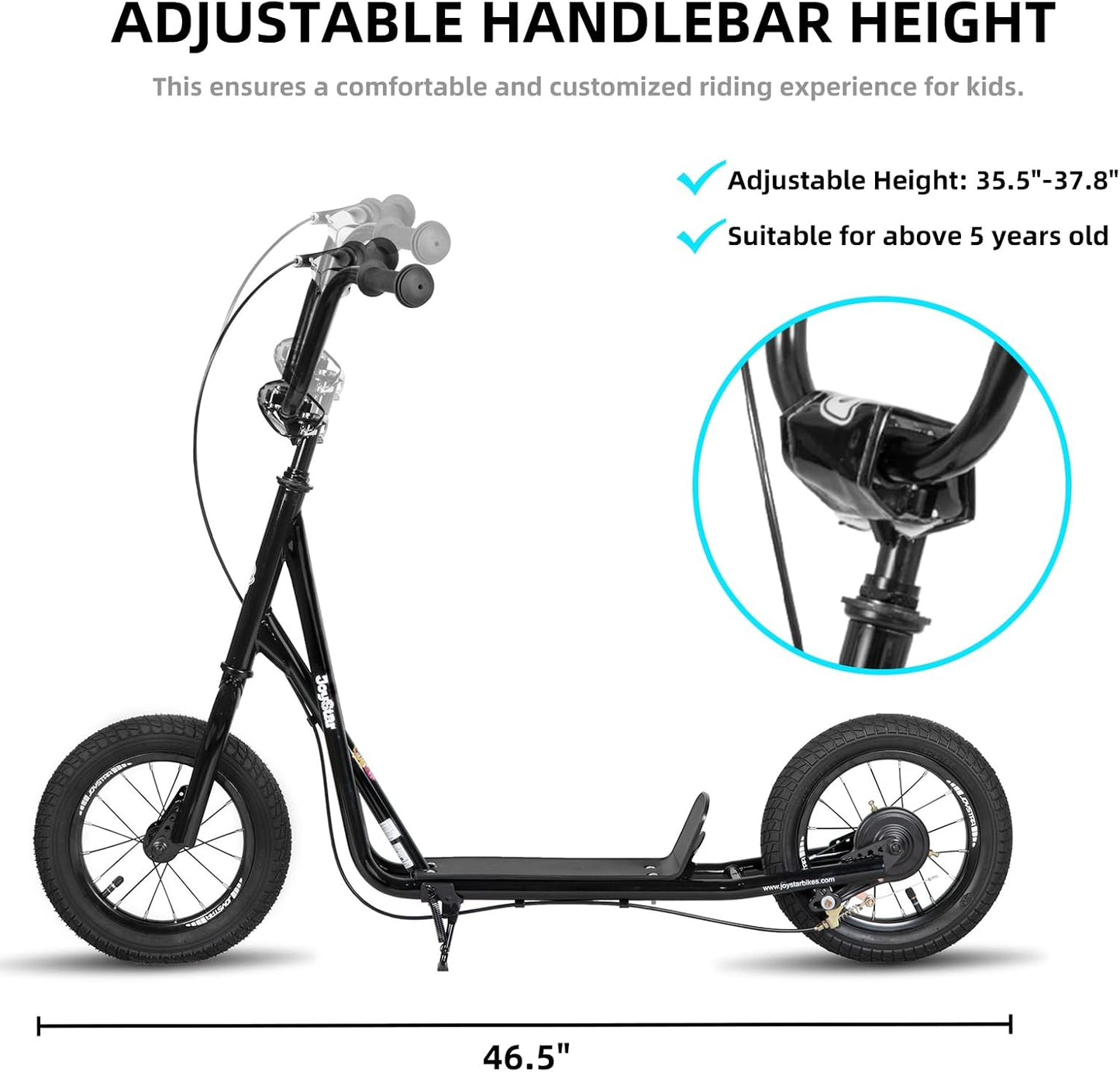 Kids Scooter with 16" Rubber Front Wheel - Dark Green