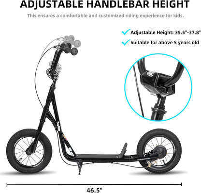 Kids Scooter with 16" Rubber Front Wheel - Dark Green