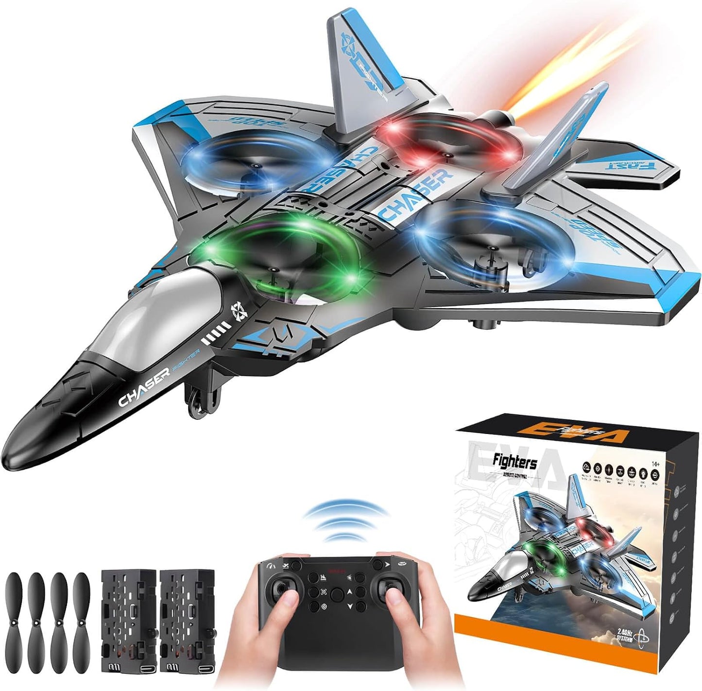 Jet Fighter Stunt RC Plane – Foam RC Drone with LED Lights