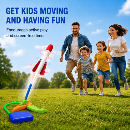 TODARRUN Foot Powered Rocket Launcher Toy for Kids - Outdoor Foam Rocket Set