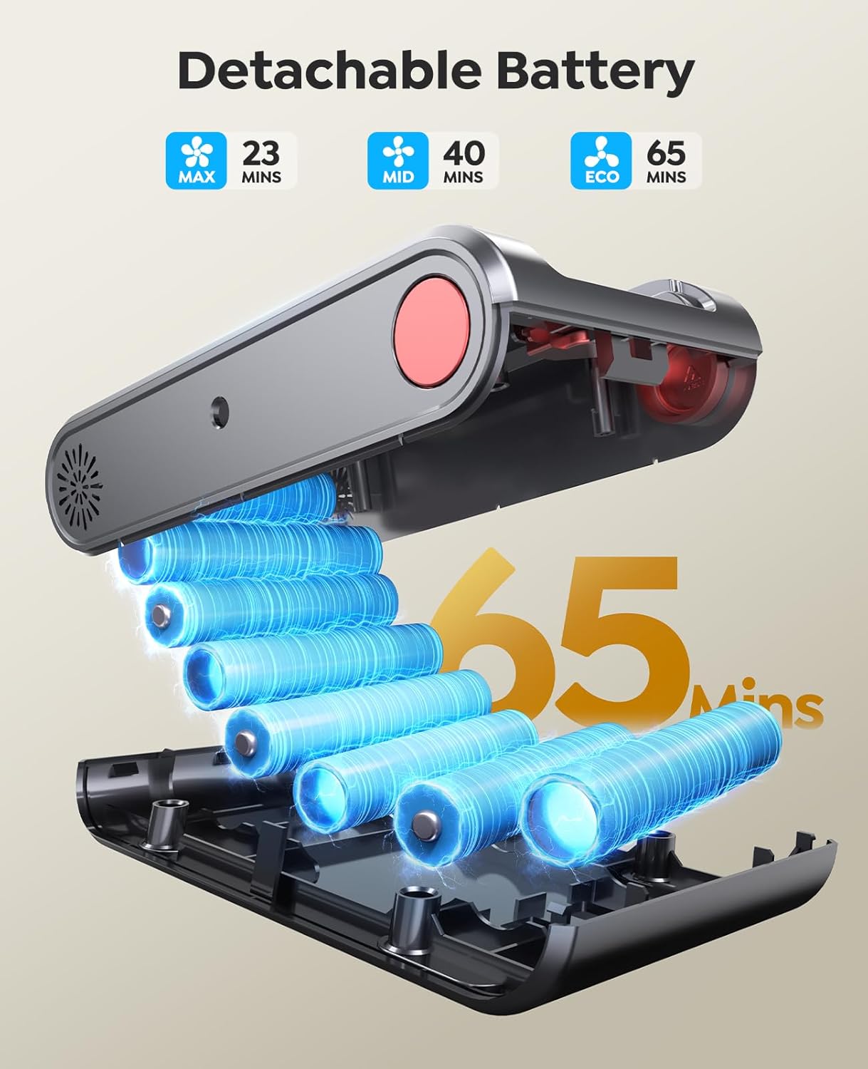 Cordless Vacuum Cleaner 600W 50KPa, Stick Vacuum with Touch Screen & Auto Mode, 65-Min Runtime, Lightweight Vacuum for Pet Hair, Carpets & Hard Floors, Wall Charging, 1M Hose, UK Plug