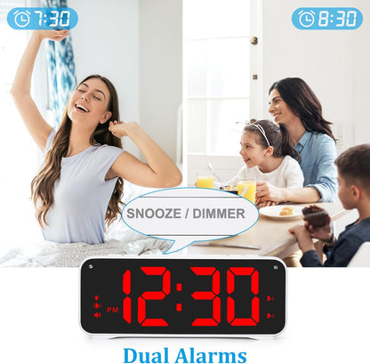 Sukeen Loud Alarm Clock with Bed Shaker – For Heavy Sleepers, 6.5" LED Display, Dual Alarm, USB Charger
