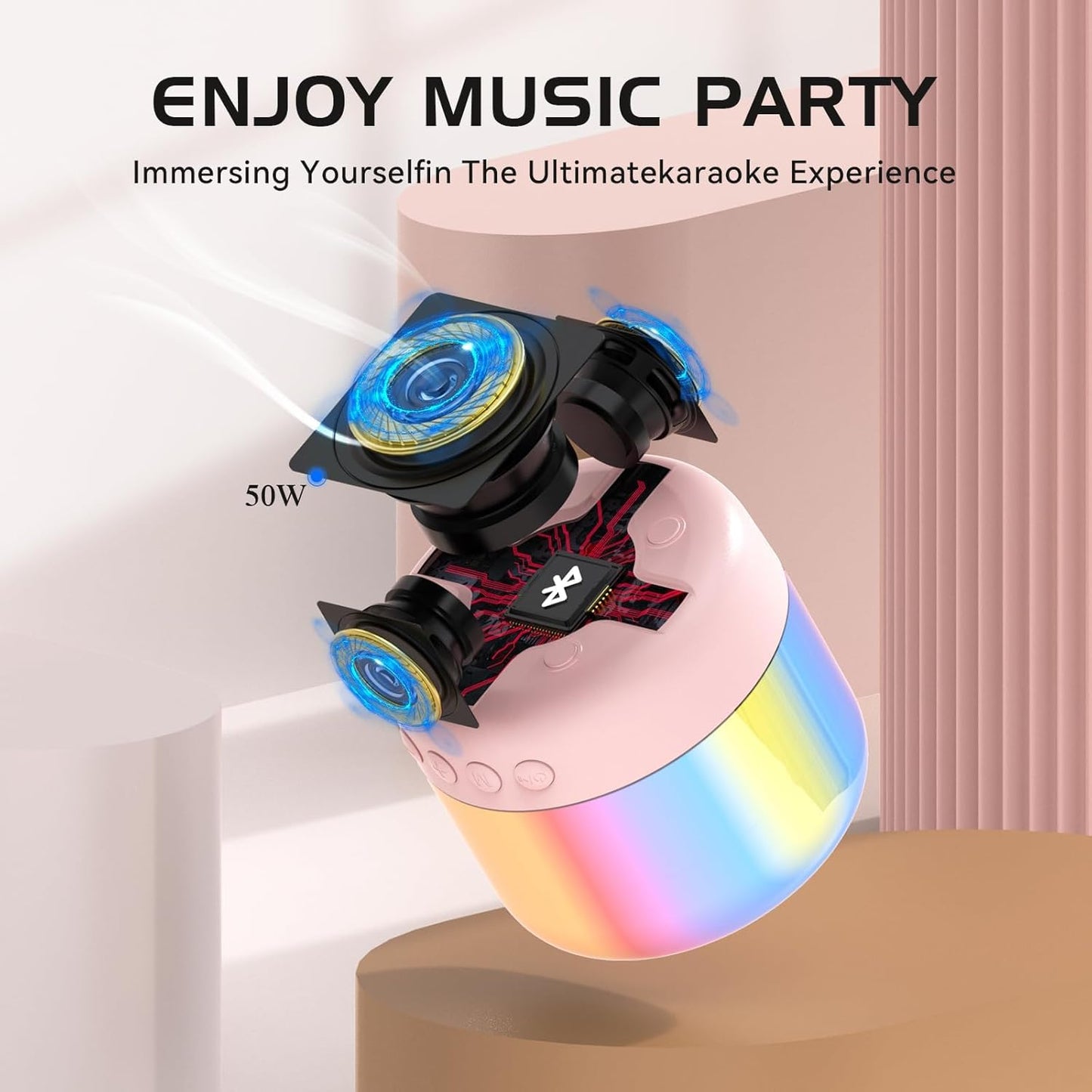 Karaoke Machine for Kids with 2 Microphones, Girls Toys Portable Kids Karaoke Machines for Girls with LED Party Lights,Bluetooth Speaker Birthday for Kid,14-18 Years Old(Pink 2 Mic)