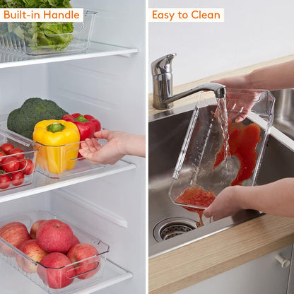 Lifewit 8pcs Refrigerator Organizer Bins, Clear Organizing Bins for Fridge Storage in Kitchen Pantry Cabinet Laundryroom Bathroom, Food Grade BPA-free Safety for Storage with Patended Wavy Design