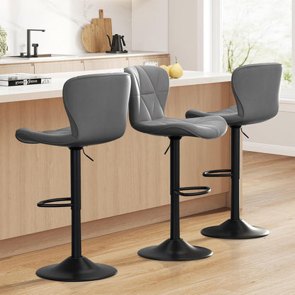 Faux Leather Bar Stools, Swivel with Backrest & Footrest, Kitchen Island