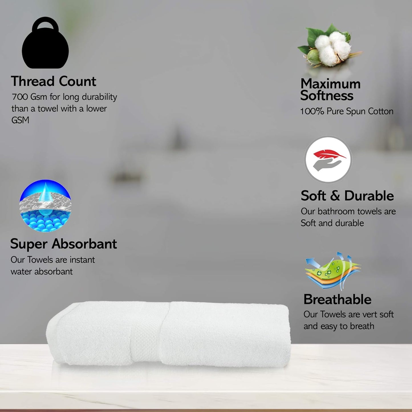 Todd Linens Signature Range Extra Large Bath Sheet – 90 × 180cm, Pure Cotton