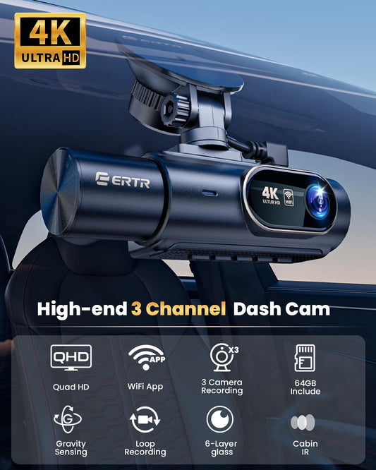 UltraVision 4K Triple Dash Cam