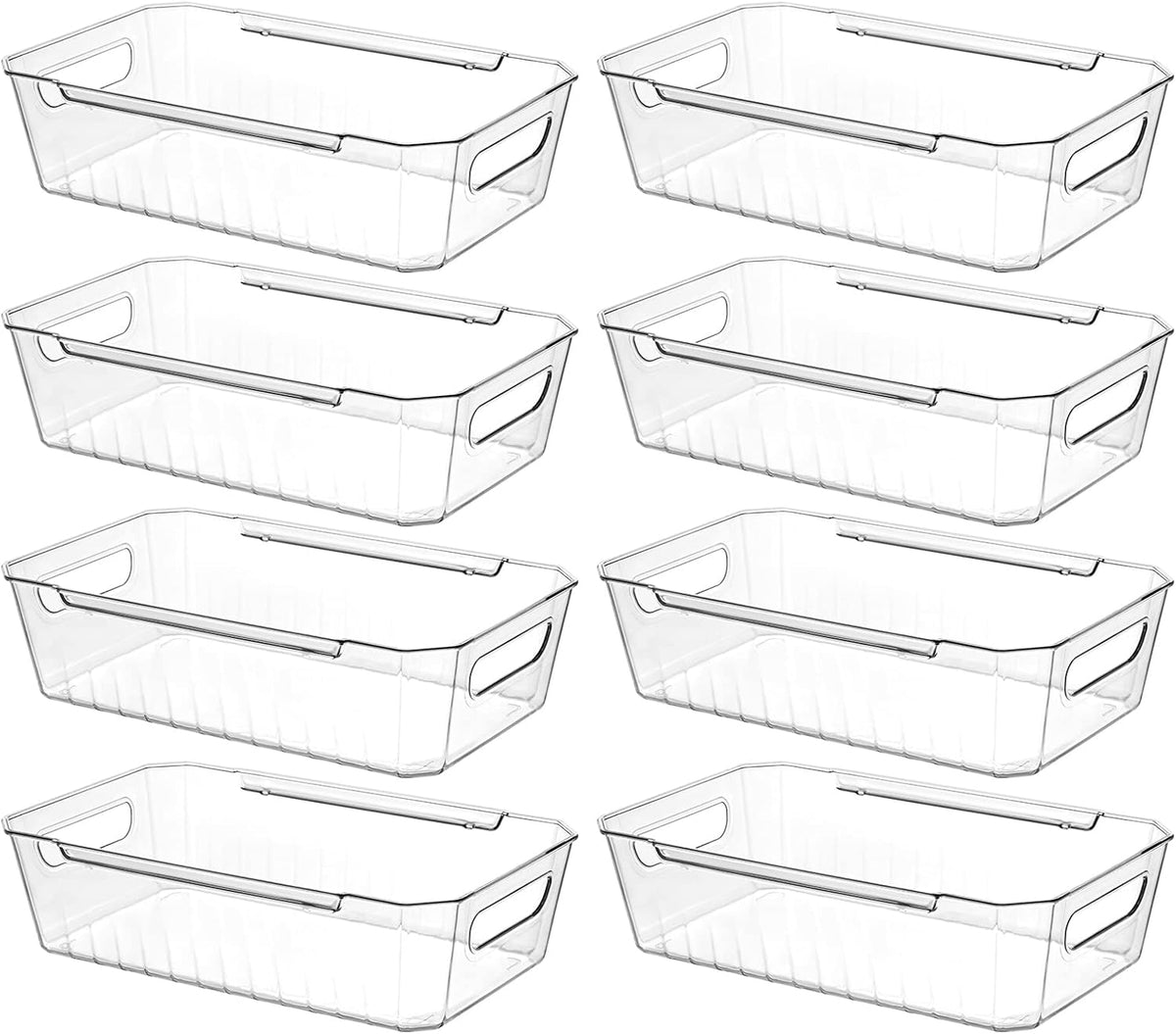 Lifewit 8pcs Refrigerator Organizer Bins, Clear Organizing Bins for Fridge Storage in Kitchen Pantry Cabinet Laundryroom Bathroom, Food Grade BPA-free Safety for Storage with Patended Wavy Design