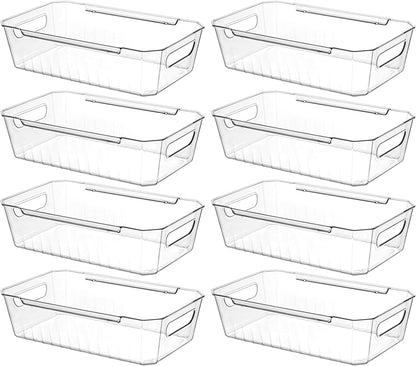 Lifewit 8pcs Refrigerator Organizer Bins, Clear Organizing Bins for Fridge Storage in Kitchen Pantry Cabinet Laundryroom Bathroom, Food Grade BPA-free Safety for Storage with Patended Wavy Design