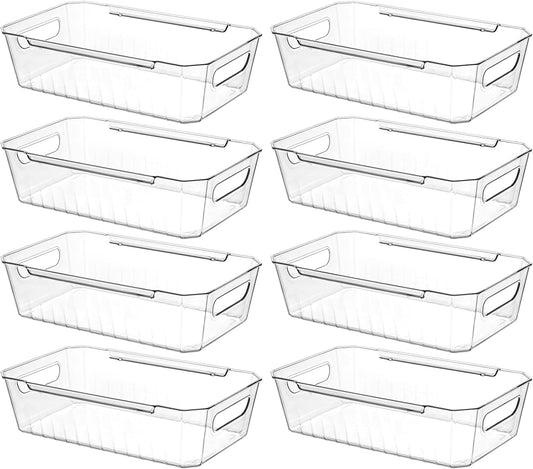 Lifewit 8pcs Refrigerator Organizer Bins, Clear Organizing Bins for Fridge Storage in Kitchen Pantry Cabinet Laundryroom Bathroom, Food Grade BPA-free Safety for Storage with Patended Wavy Design