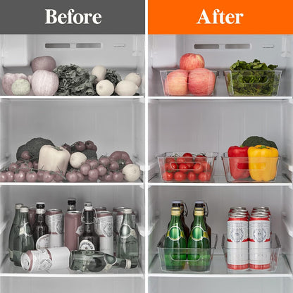 Lifewit 8pcs Refrigerator Organizer Bins, Clear Organizing Bins for Fridge Storage in Kitchen Pantry Cabinet Laundryroom Bathroom, Food Grade BPA-free Safety for Storage with Patended Wavy Design