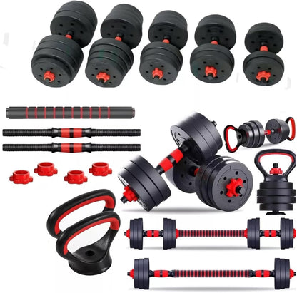 6-in-1 Adjustable Dumbbell, Barbell & Kettlebell Set – 20kg to 40kg – Customisable Home Gym Strength Training Weights