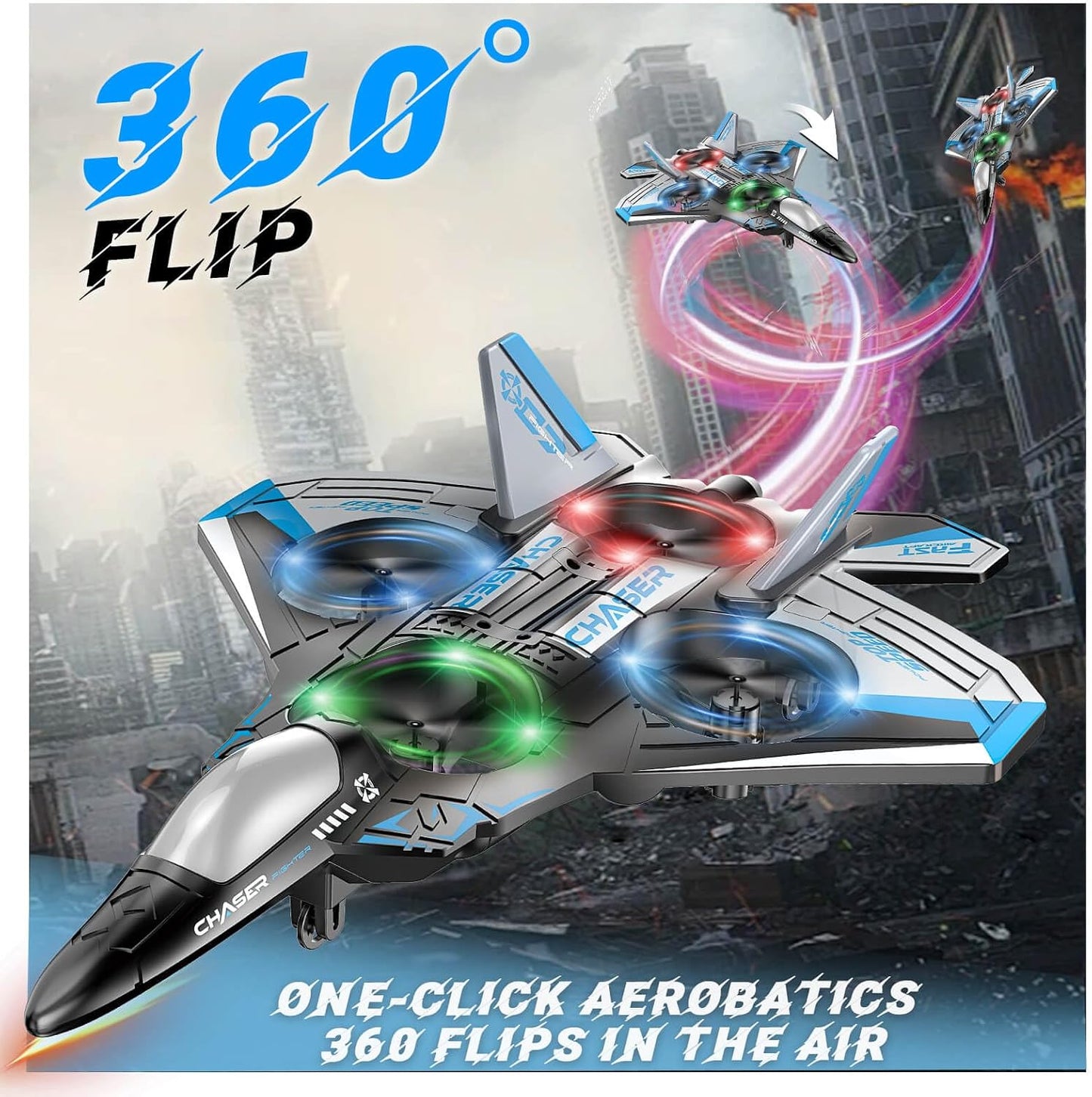 Jet Fighter Stunt RC Plane – Foam RC Drone with LED Lights