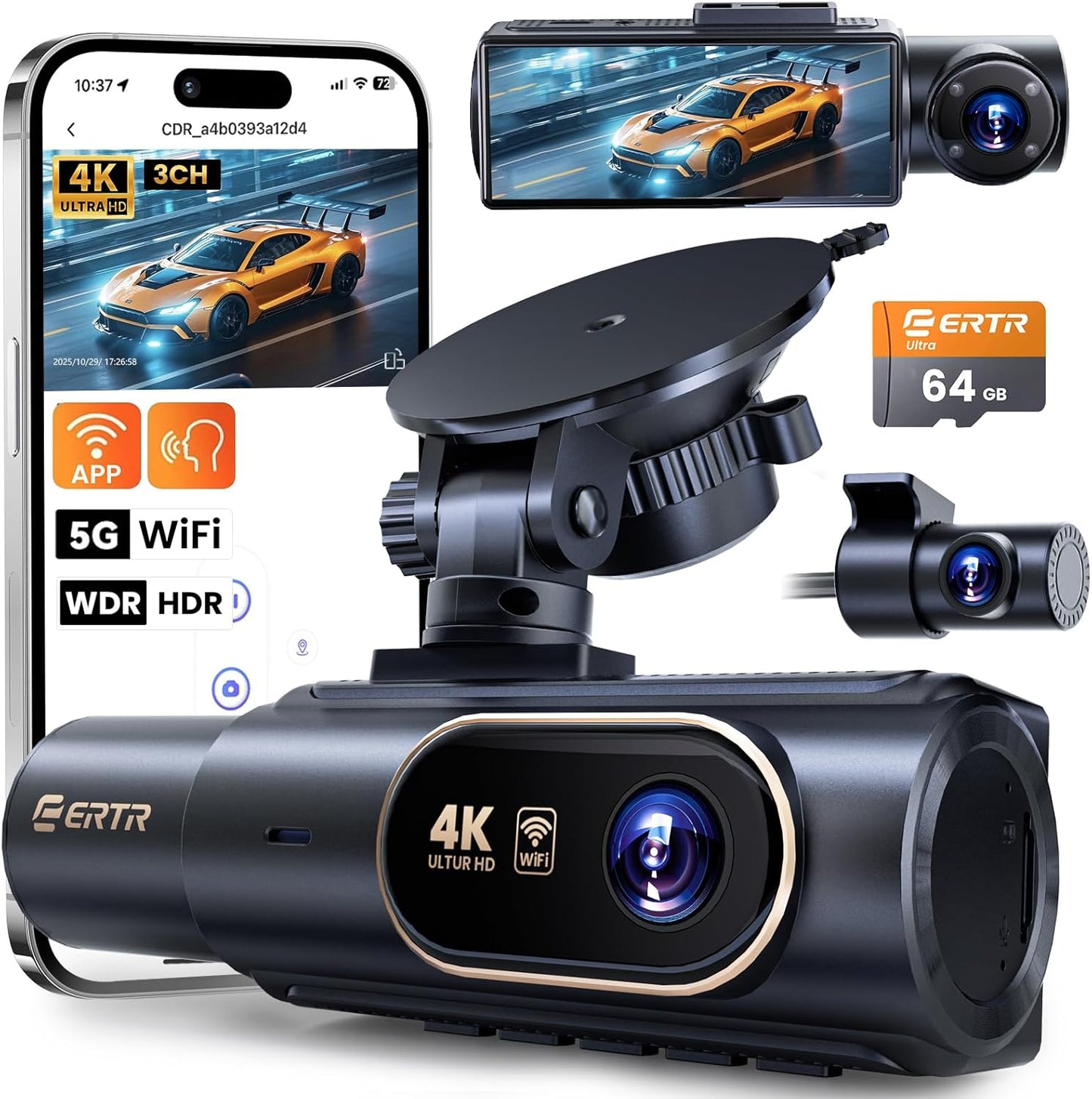 UltraVision 4K Triple Dash Cam