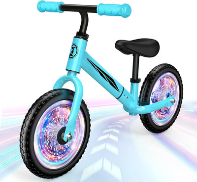 Kids Balance Bike (Ages 2-5) – Adjustable Seat & Handlebars, LED Light-Up Wheels, Supports up to 50kg | Blue