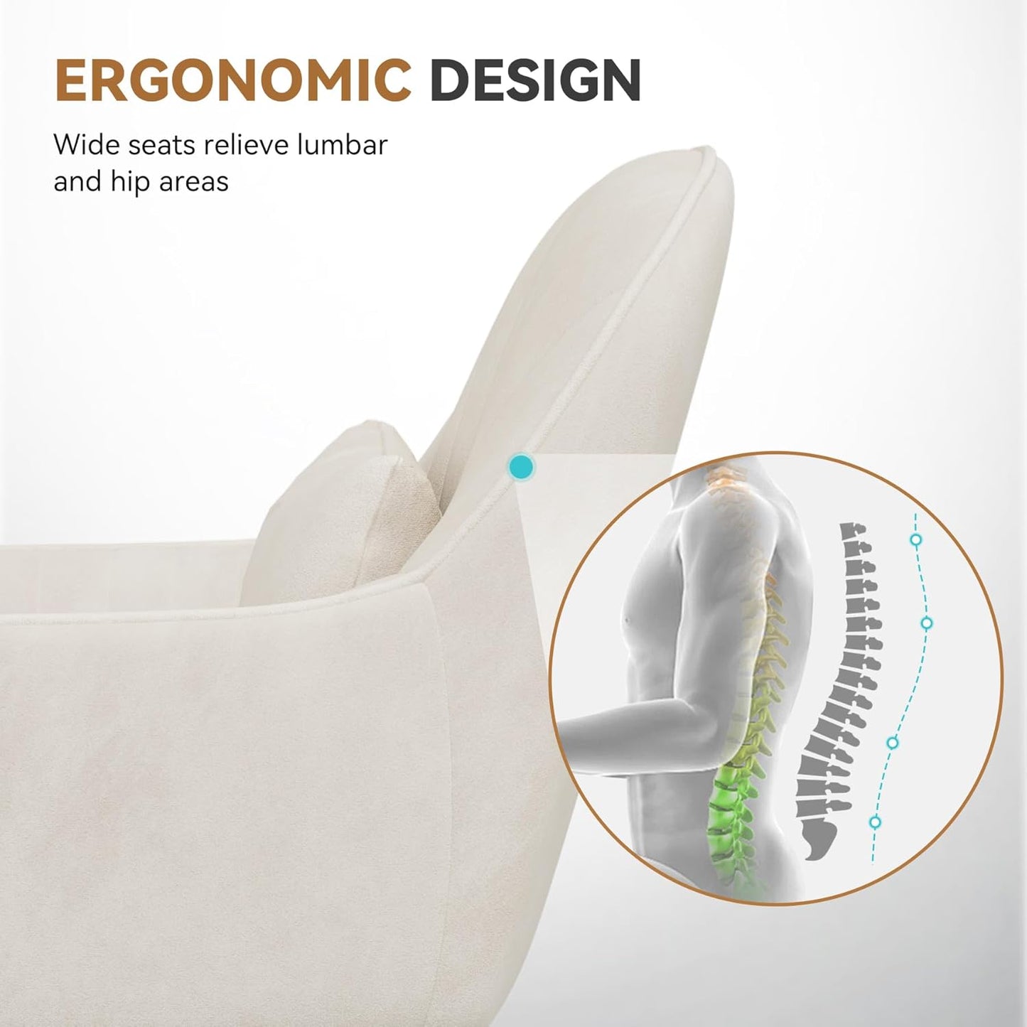 Velvet Swivel Office Chair, Ergonomic Vanity & Dressing Table Chair, 150kg Capacity