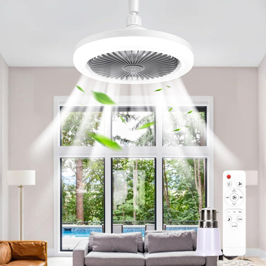 LED Multi-Function Fan Light – Screw-In Ceiling Fan with Remote, Dimmable, 3 Speeds, 3 Colours