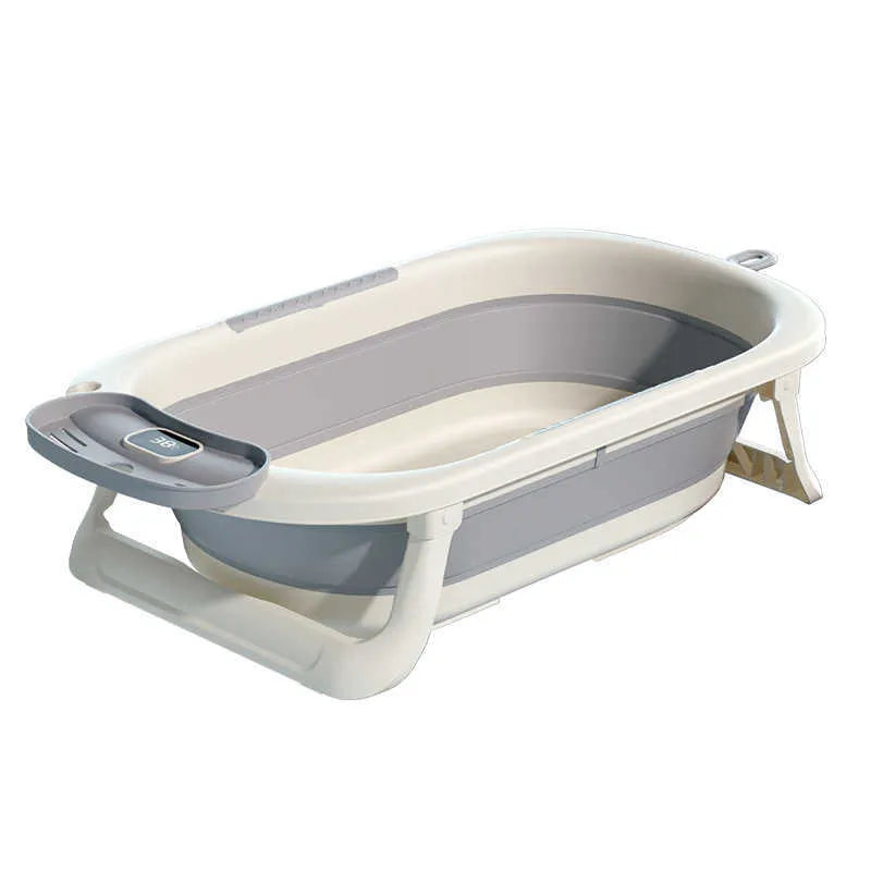 Foldable Baby Bathtub with Temperature Sensor – Portable Plastic Bath Tub for Newborns & Children, Ideal for Home Use