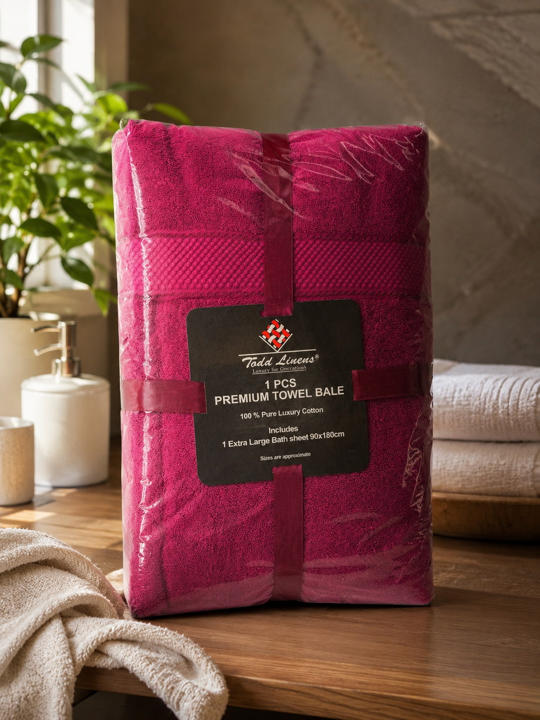 Todd Linens Signature Range Extra Large Bath Sheet – 90 × 180cm, Pure Cotton
