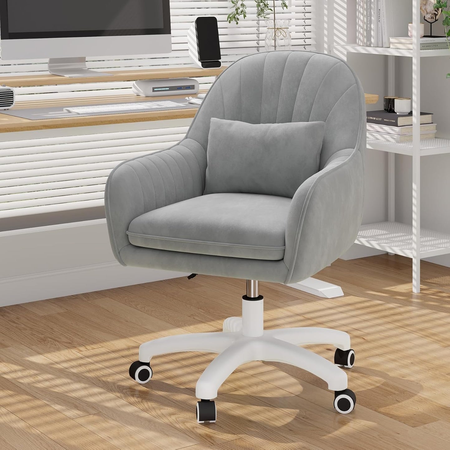 Velvet Swivel Office Chair, Ergonomic Vanity & Dressing Table Chair, 150kg Capacity
