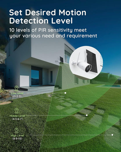 Solar Security Camera, Peasec 1080P Wireless Night Vision Outdoor Security Camera for Home, Rechargeable Battery WiFi Security Camera with Human & Motion Detection, Support Multi Device & User, IP65