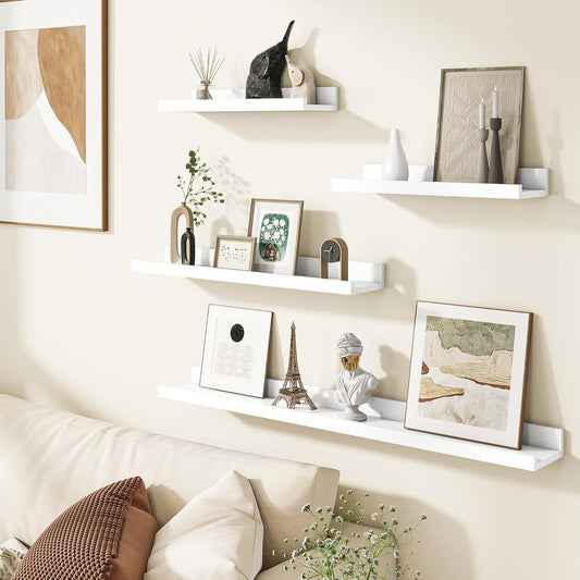 Floating Shelves Set of 2, 90cm Long Picture Ledge Shelf, Nursery Shelves with Lip for Storage, Kids Bookshelf Wood Wall Mounted Black Shelves for Living Room Bedroom Decor Books Photo Frames