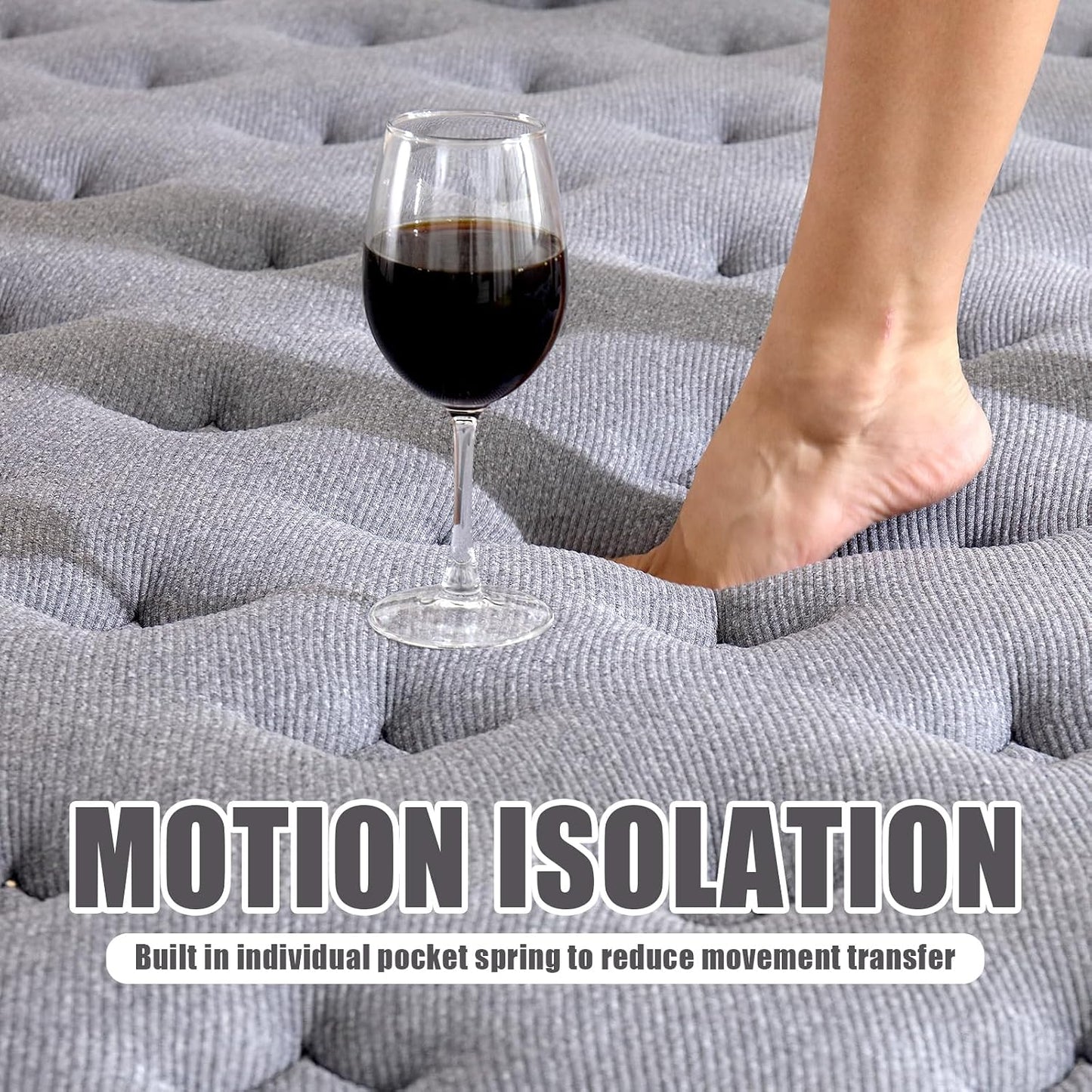 Vantto Memory Foam Hybrid Mattress, 10 Inch, Breathable Fabric Cover