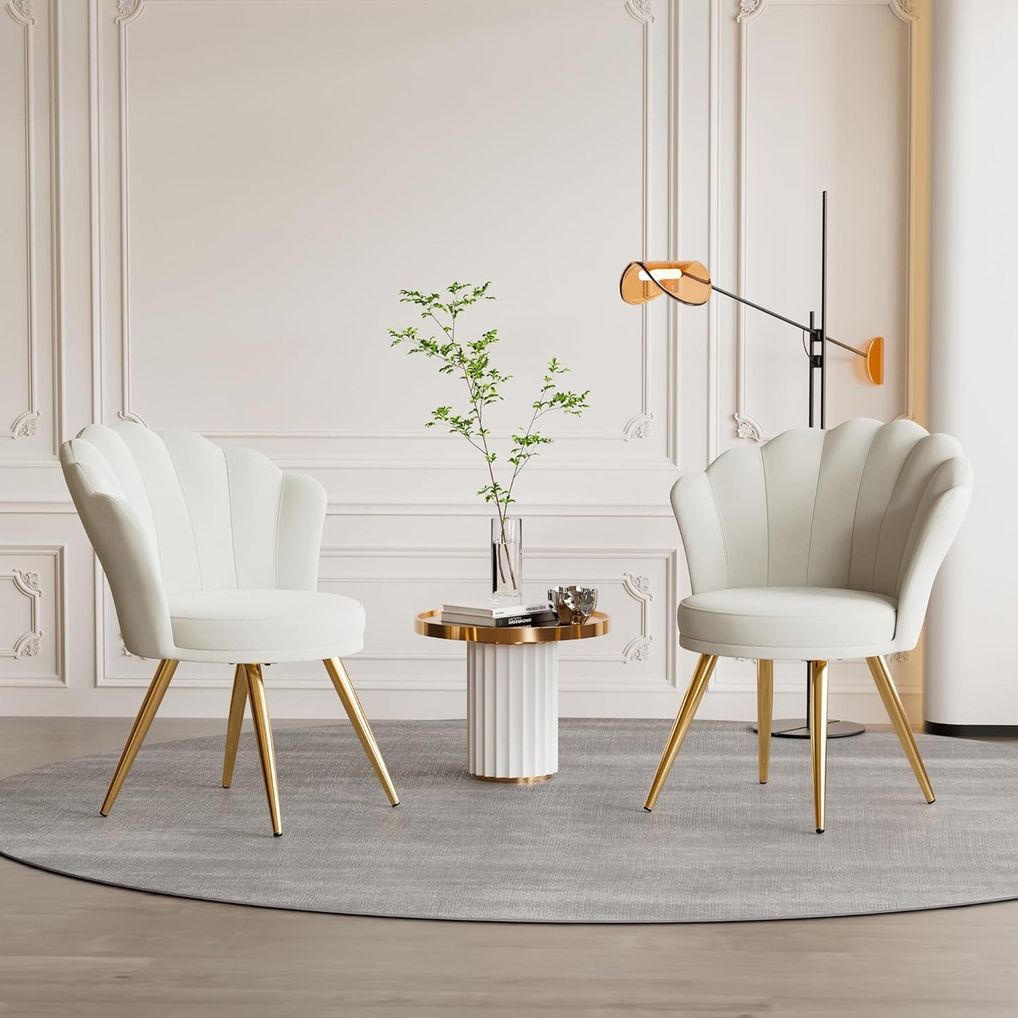 Velvet Accent Chair with Gold Metal Legs