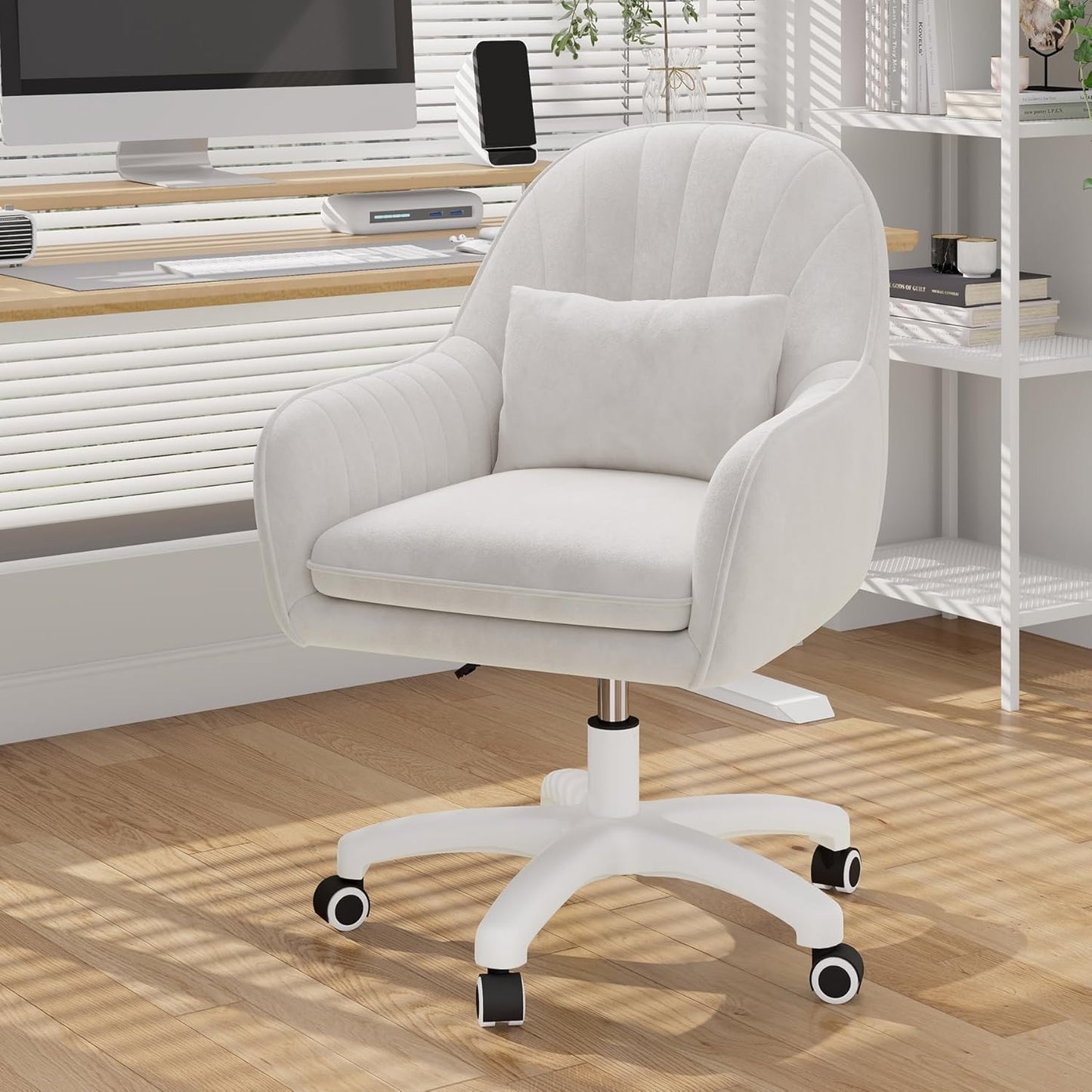 Velvet Swivel Office Chair, Ergonomic Vanity & Dressing Table Chair, 150kg Capacity