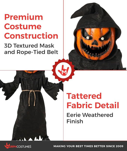 Morph Pumpkin Grim Reaper Kids Halloween Costume Boys Fancy Dress Outfit