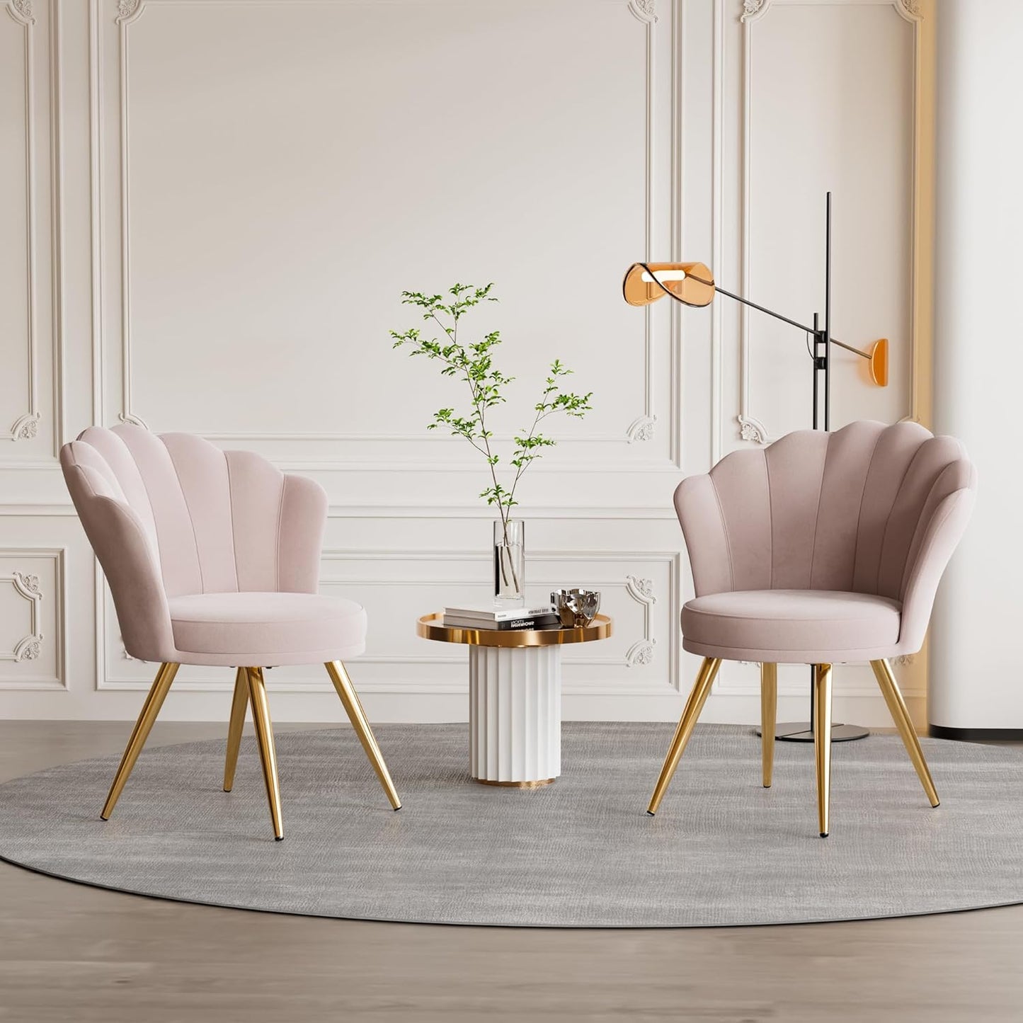 Velvet Accent Chair with Gold Metal Legs