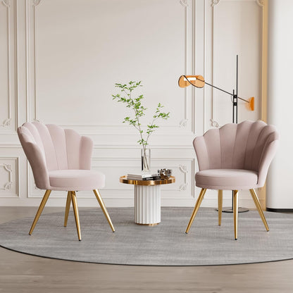 Velvet Accent Chair with Gold Metal Legs