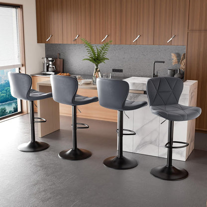 Faux Leather Bar Stools, Swivel with Backrest & Footrest, Kitchen Island