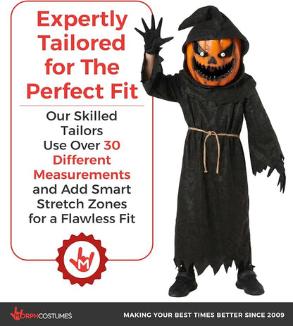 Morph Pumpkin Grim Reaper Kids Halloween Costume Boys Fancy Dress Outfit