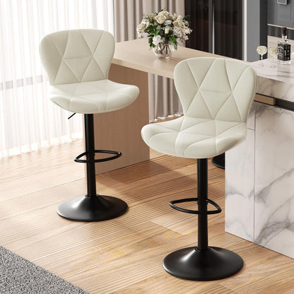 Faux Leather Bar Stools, Swivel with Backrest & Footrest, Kitchen Island